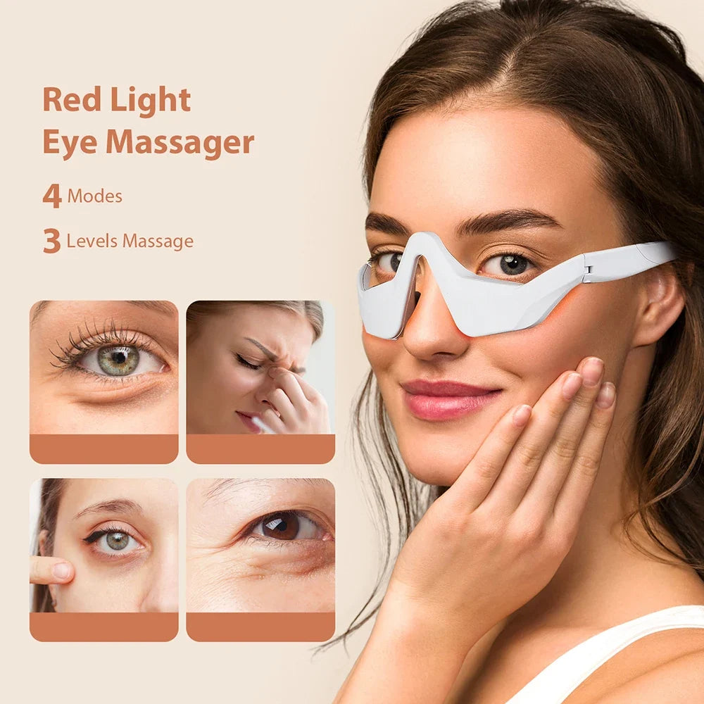 Red Light Eye Massager Glasses in use